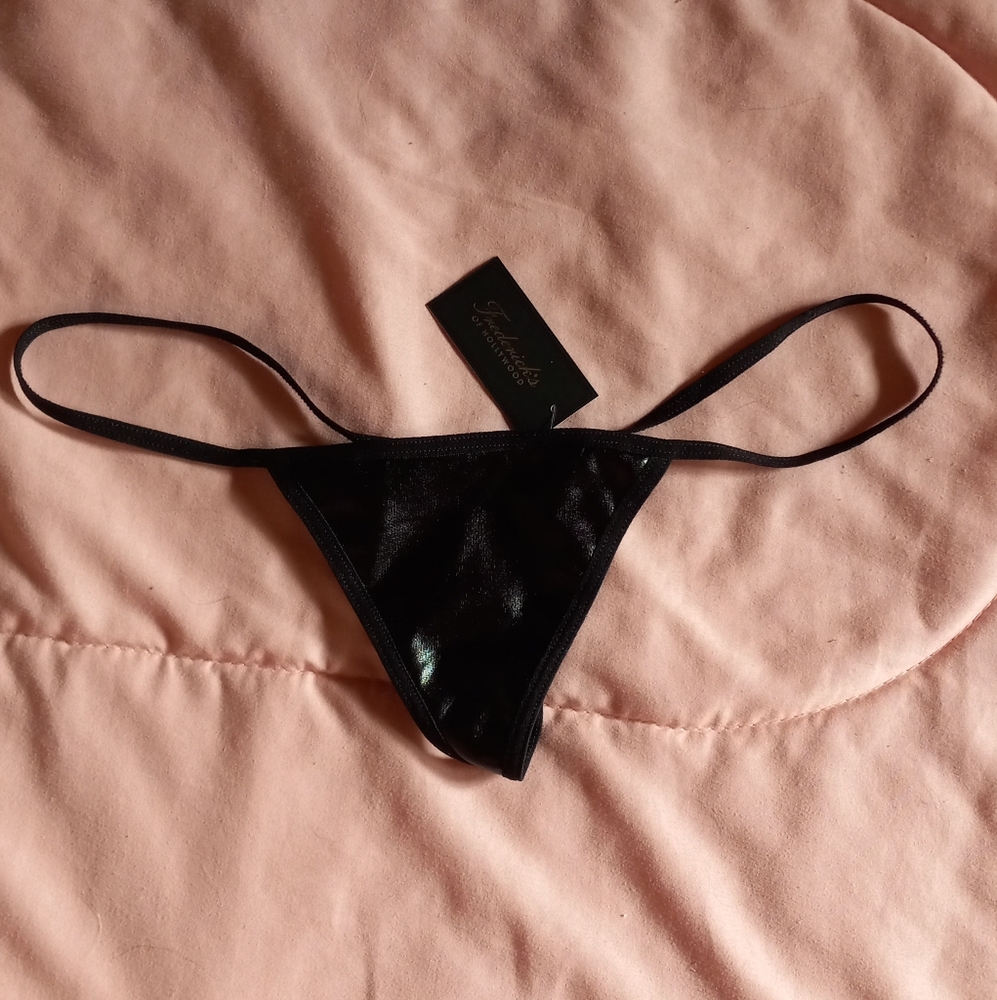 NWT black, shiny g-string thong by Frederick's of Hollywood